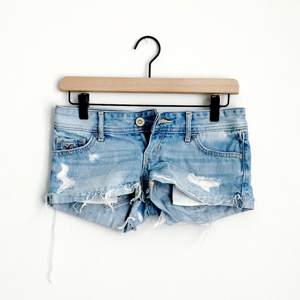 Hollister Light Wash Distressed Denim Shorts
